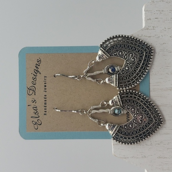 1176- Handmade Earrings With Natural Stone NWT - Picture 2 of 5